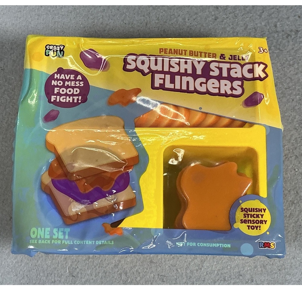 Crazy Fun PB&J Squishy Stack Flingers Sensory Food Fight Toy Set 16pc NEW